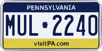 PA license plate MUL2240