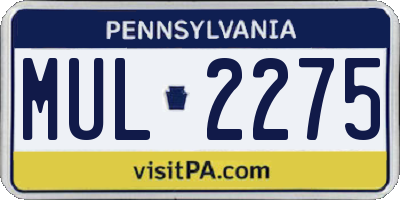PA license plate MUL2275