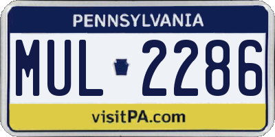 PA license plate MUL2286
