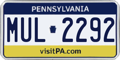 PA license plate MUL2292