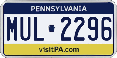 PA license plate MUL2296