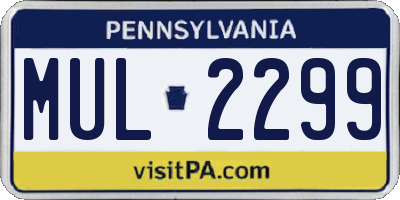 PA license plate MUL2299