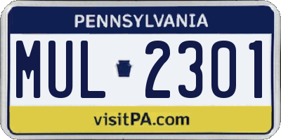 PA license plate MUL2301