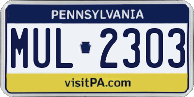 PA license plate MUL2303