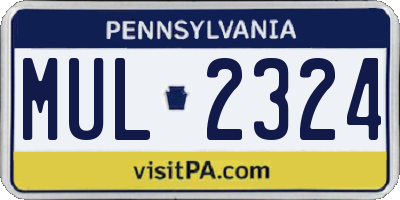PA license plate MUL2324