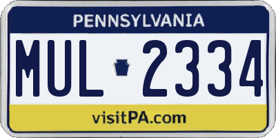 PA license plate MUL2334