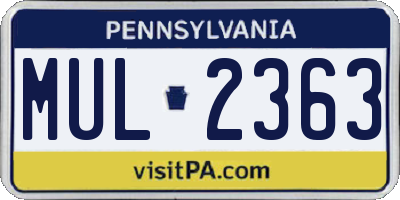 PA license plate MUL2363