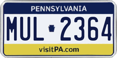 PA license plate MUL2364