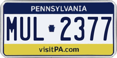 PA license plate MUL2377