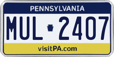 PA license plate MUL2407
