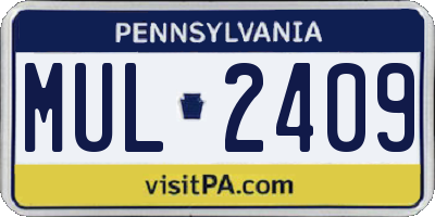 PA license plate MUL2409