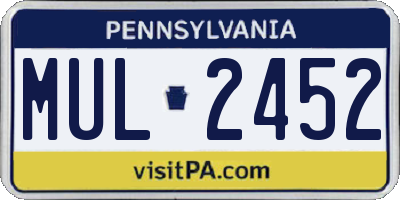 PA license plate MUL2452