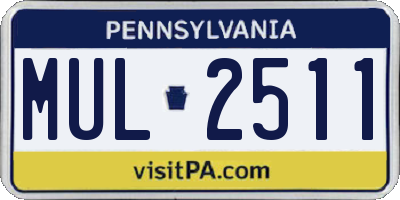 PA license plate MUL2511
