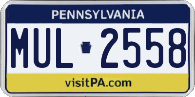 PA license plate MUL2558