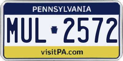 PA license plate MUL2572