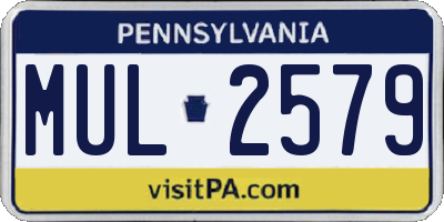 PA license plate MUL2579
