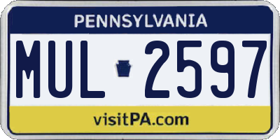 PA license plate MUL2597