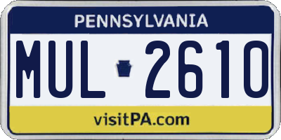 PA license plate MUL2610