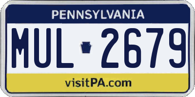 PA license plate MUL2679