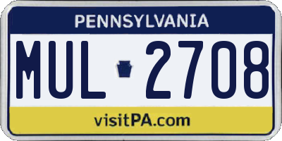 PA license plate MUL2708
