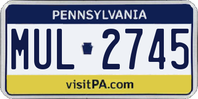 PA license plate MUL2745