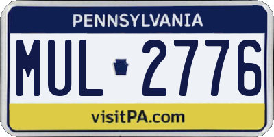 PA license plate MUL2776