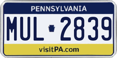 PA license plate MUL2839
