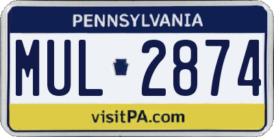 PA license plate MUL2874