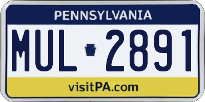 PA license plate MUL2891