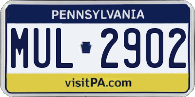 PA license plate MUL2902