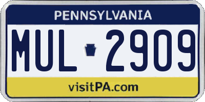 PA license plate MUL2909