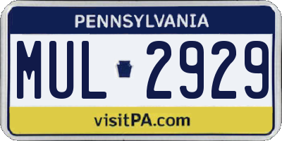 PA license plate MUL2929