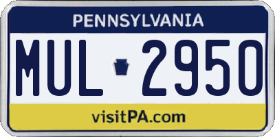 PA license plate MUL2950
