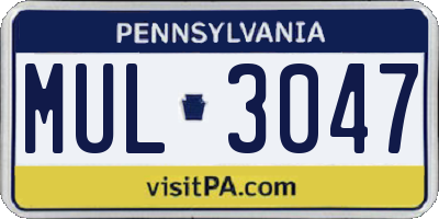 PA license plate MUL3047