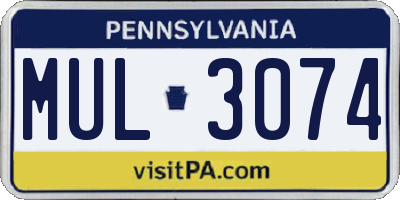 PA license plate MUL3074