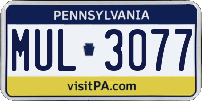 PA license plate MUL3077