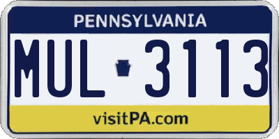 PA license plate MUL3113