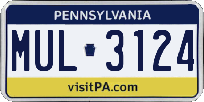 PA license plate MUL3124