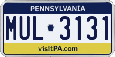 PA license plate MUL3131