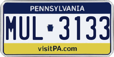 PA license plate MUL3133