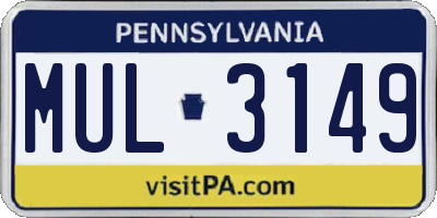 PA license plate MUL3149
