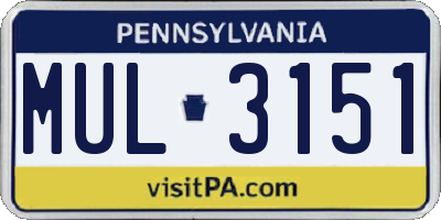 PA license plate MUL3151