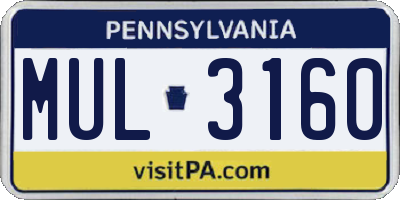 PA license plate MUL3160