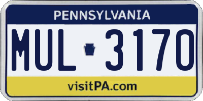 PA license plate MUL3170