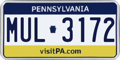 PA license plate MUL3172