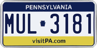 PA license plate MUL3181