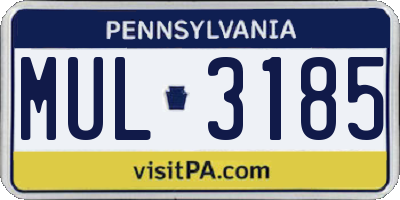PA license plate MUL3185
