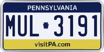 PA license plate MUL3191