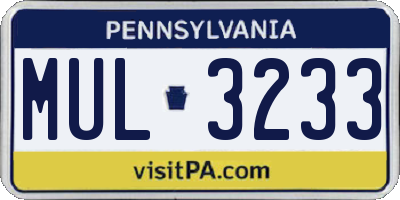 PA license plate MUL3233