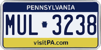 PA license plate MUL3238